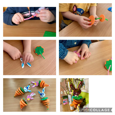 fädeln beim Basteln mit Moosgummi